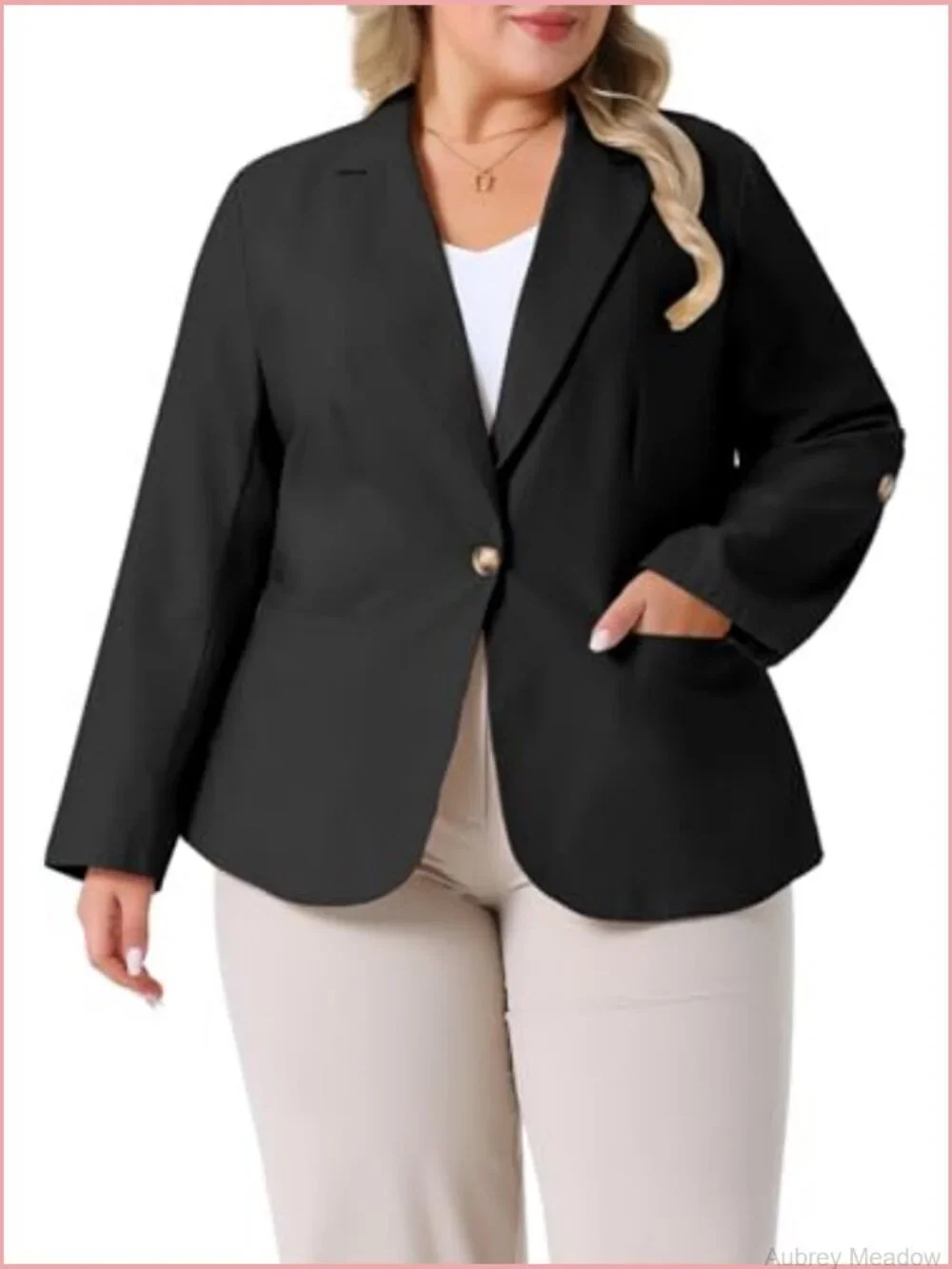 Plus Size Linen Cotton Blazer Lightweight Office Work Suit Jacket